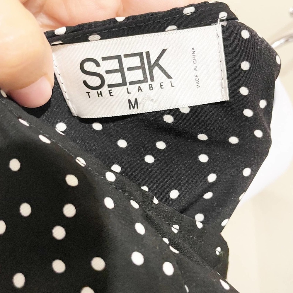 Seek the Label Polka Dot Deep V Neck Romper Black and White LF Size Medium - Picture 7 of 10